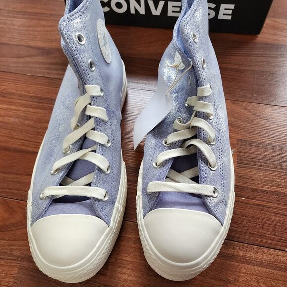Converse Chuck Taylor Blue Shimmer Suede High Tops 10.5 NIB - Picture 6 of 9